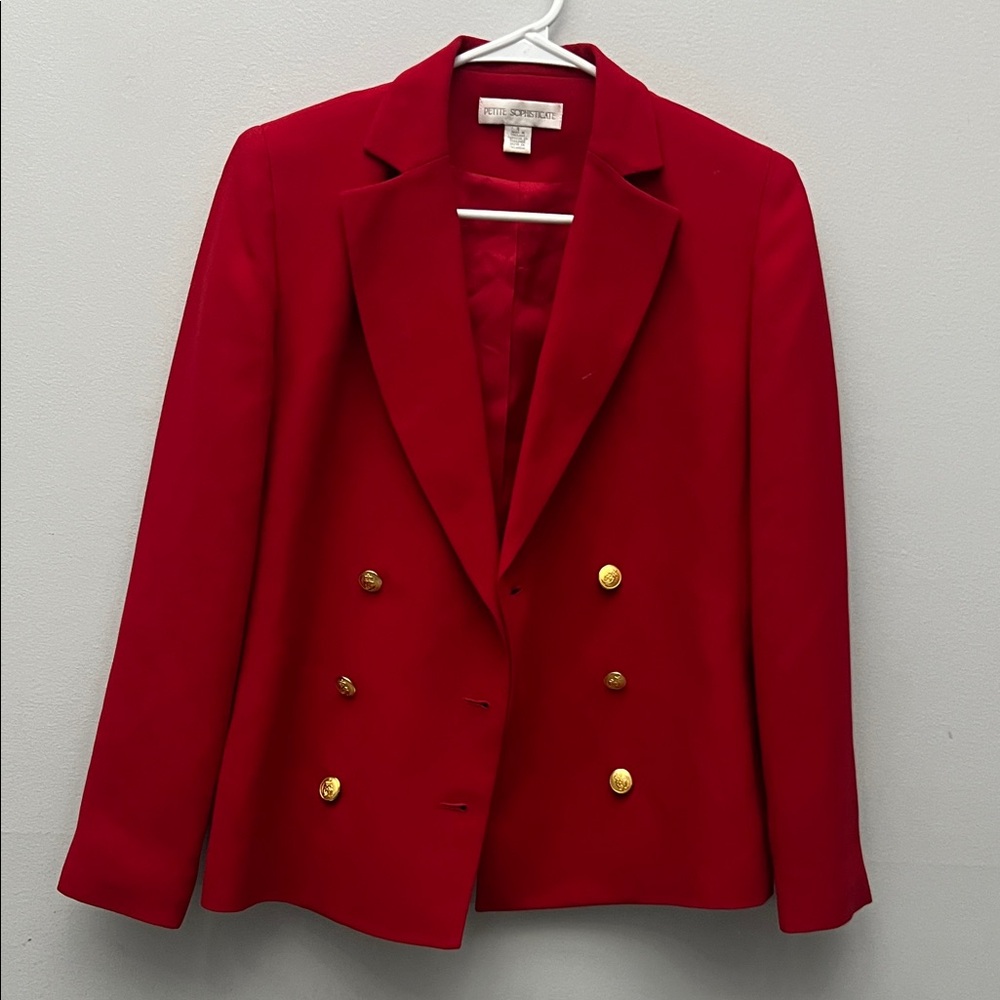 Petite Sophisticate Scarlet Blazer with Gold Accents. CAJA # 6 A